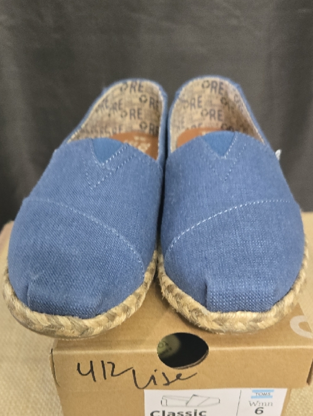 SALE! Toms Classic Blue Canvas Flats with Rope Sole - Picture 4 of 5